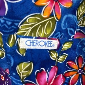 Cherokee Blue Floral Scrub Top